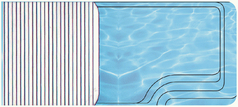 piscine polyester avec courverture automatique immergé sans réduction du plan d'eau