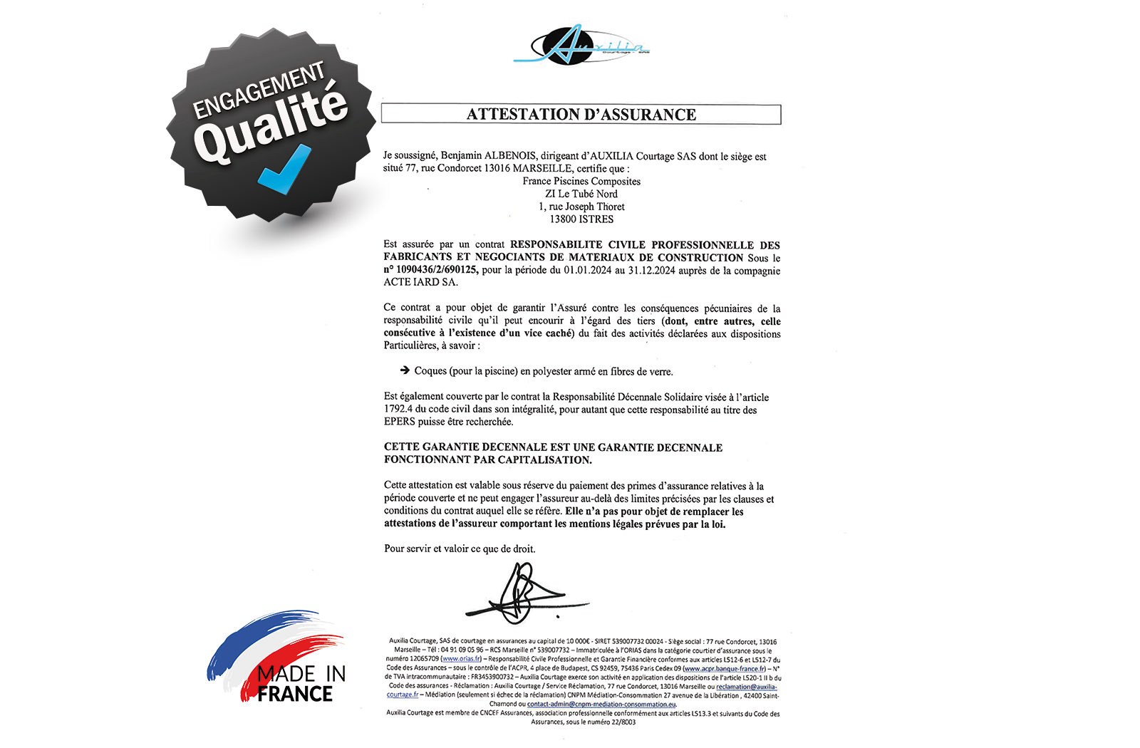 COQUE POLYESTER GARANTIE 10 ANS